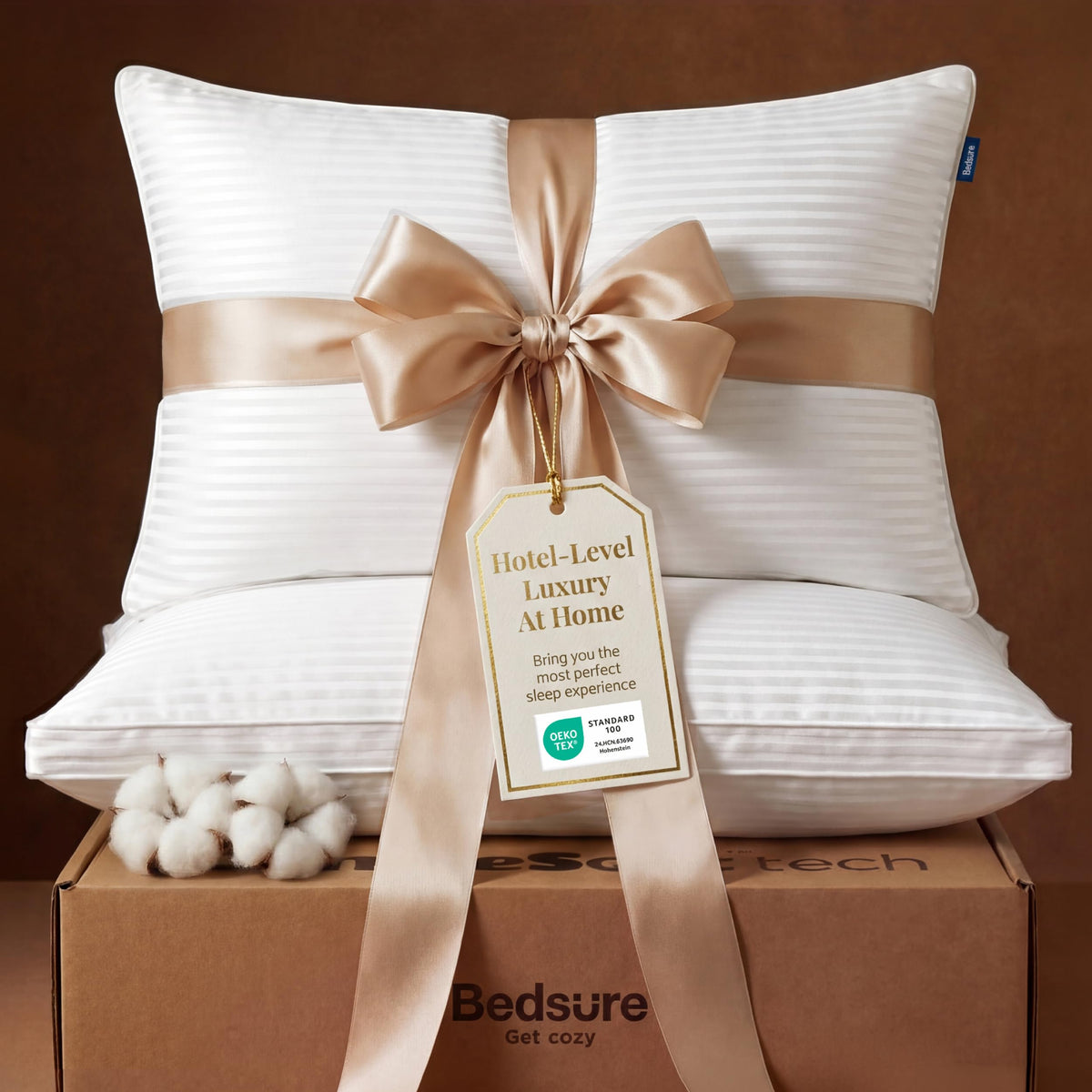 Bedsure queen pillow dual-chamber upper plush for cloud-like comfort