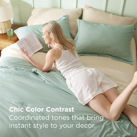 Bedsure queen pillowcases in sage green for soft comfort and color retention