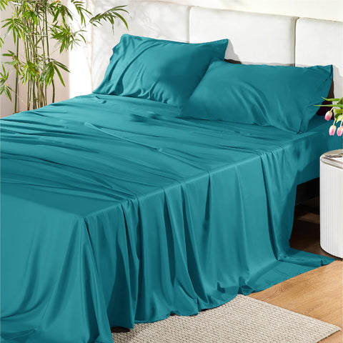 Bedsure queen sheet set bamboo rayon cooling for breathable night comfort.