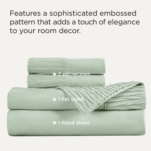 Bedsure queen sheet set with border-edge flat sheet for a refined look