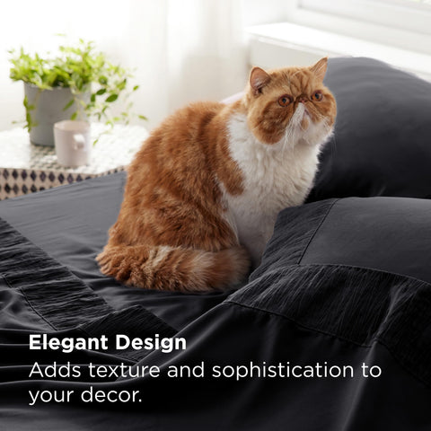 Bedsure queen sheet set breathable microfiber closeup highlights soft, cool-touch fabric.