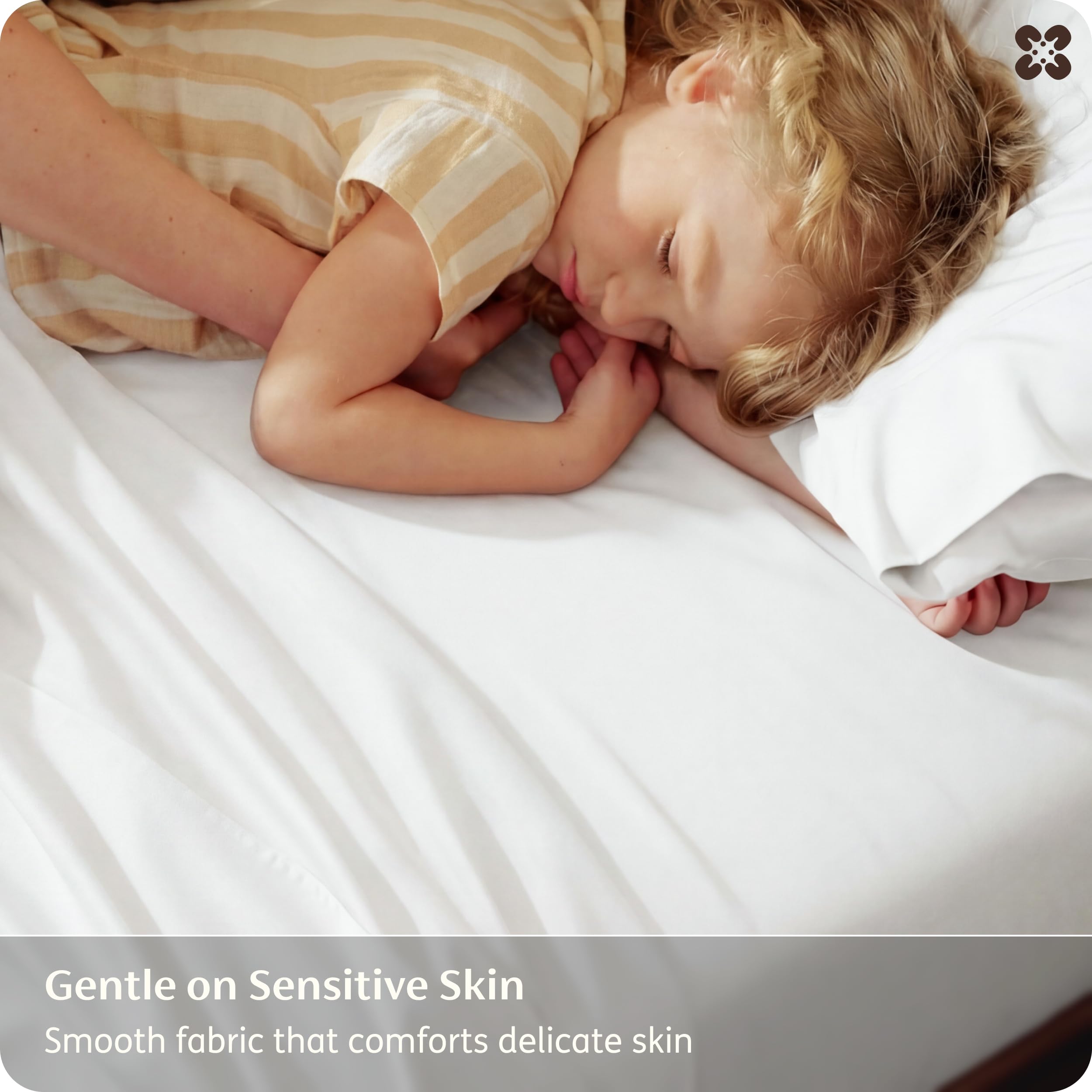 Bedsure queen sheet set corner straps with 360-degree elastic ensures a snug, no-slip fit.