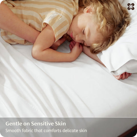 Bedsure queen sheet set corner straps with 360-degree elastic ensures a snug, no-slip fit.
