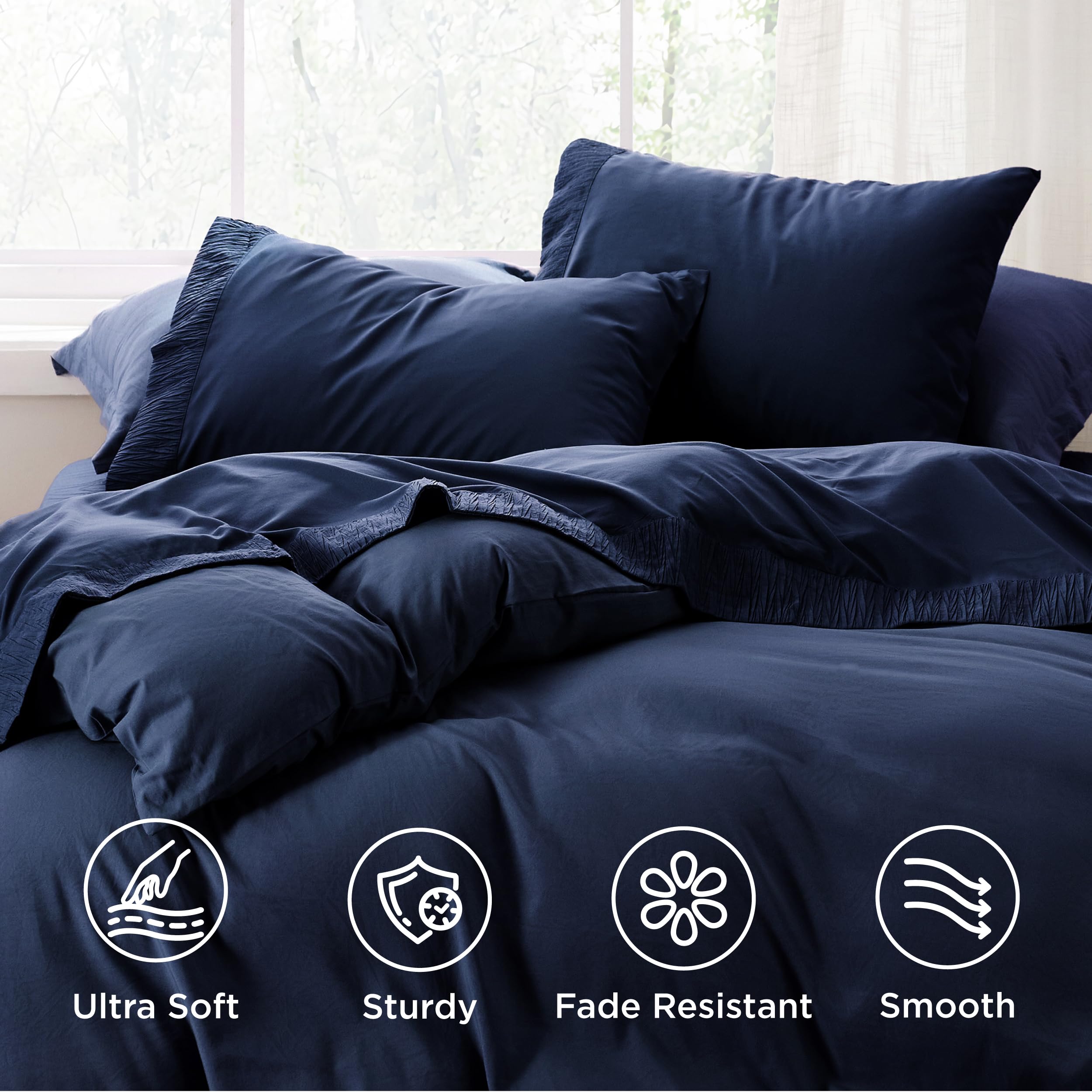 Bedsure queen sheet set deep pocket fit keeps sheets secure on thick mattresses.