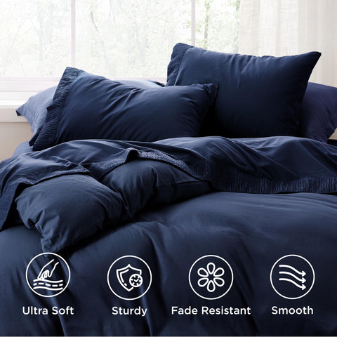 Bedsure queen sheet set deep pocket fit keeps sheets secure on thick mattresses.