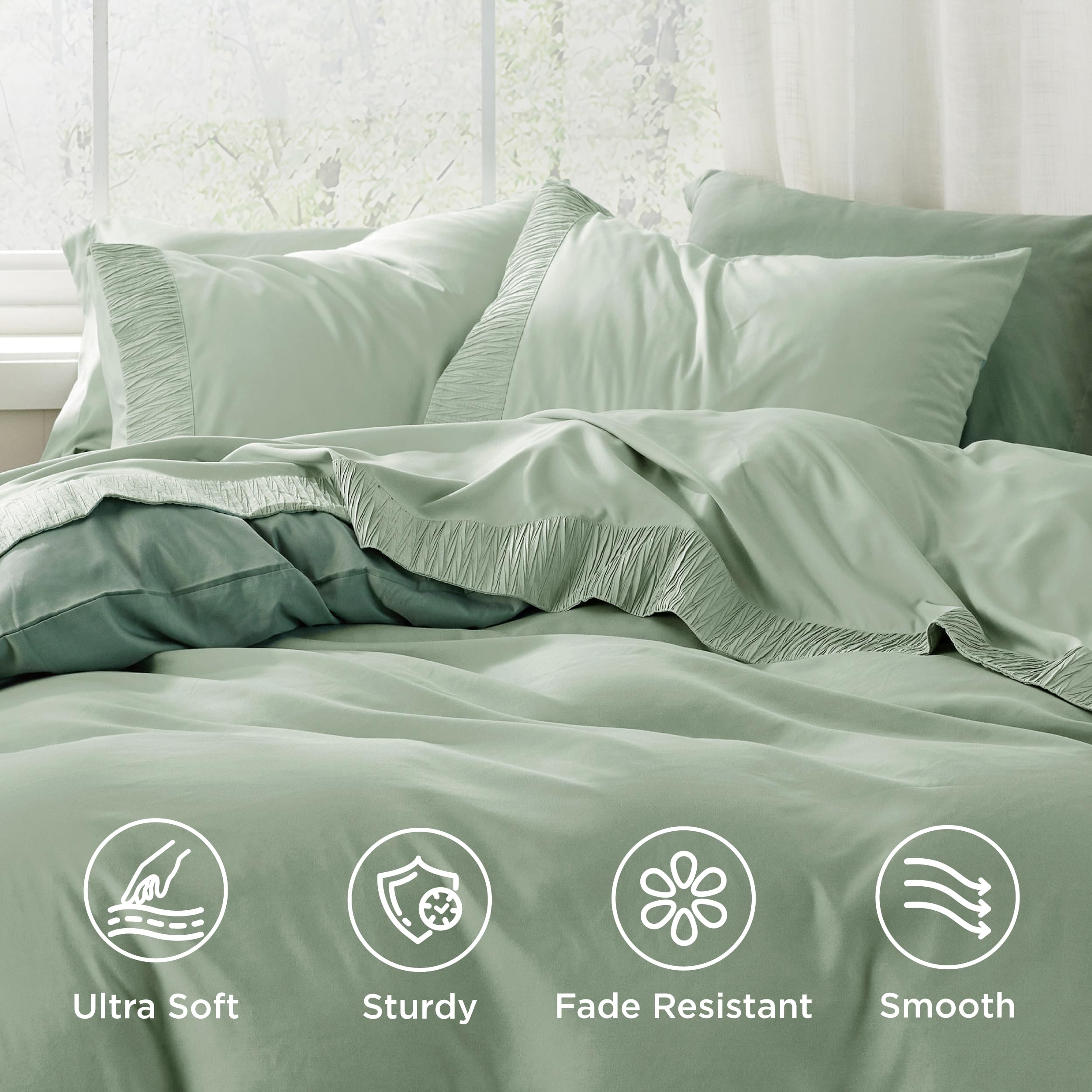 Bedsure queen sheet set deep-pocket fitted sheet securely fits thicker mattresses