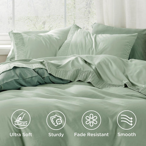 Bedsure queen sheet set deep-pocket fitted sheet securely fits thicker mattresses