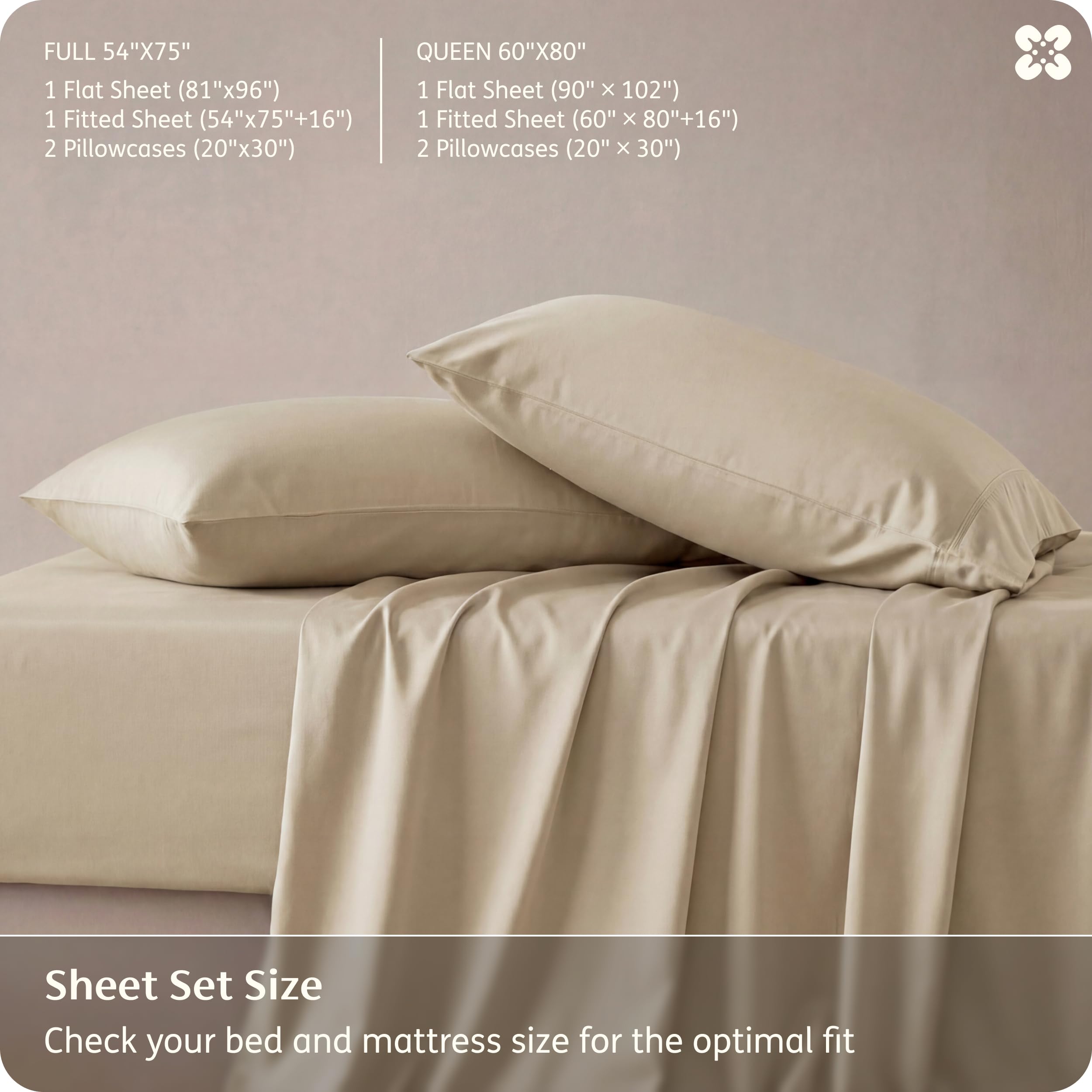 Bedsure queen sheet set easy-care label hints cold wash and tumble dry