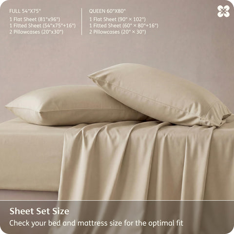 Bedsure queen sheet set easy-care label hints cold wash and tumble dry