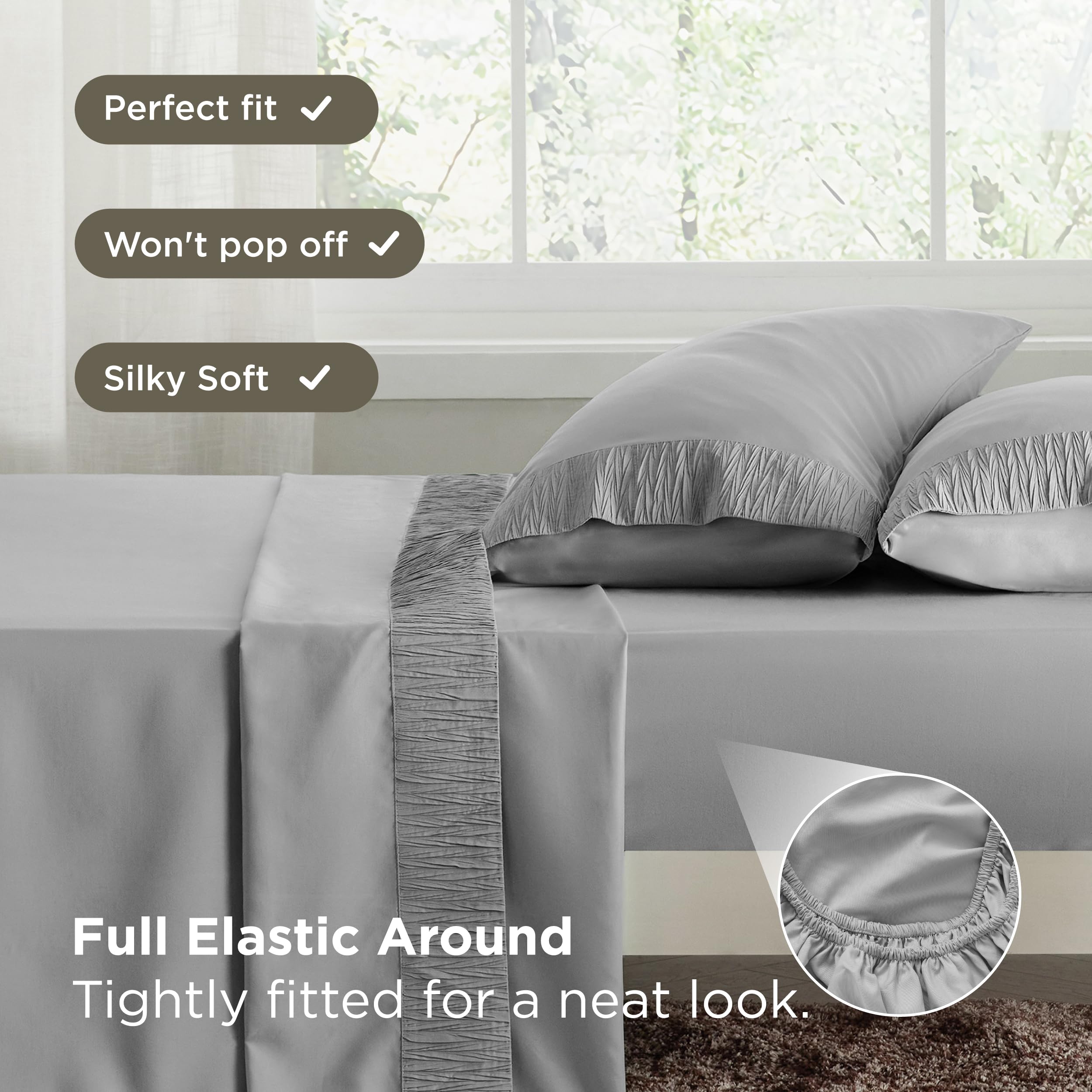Bedsure elegant border on flat sheet adds stylish decor to any bedroom