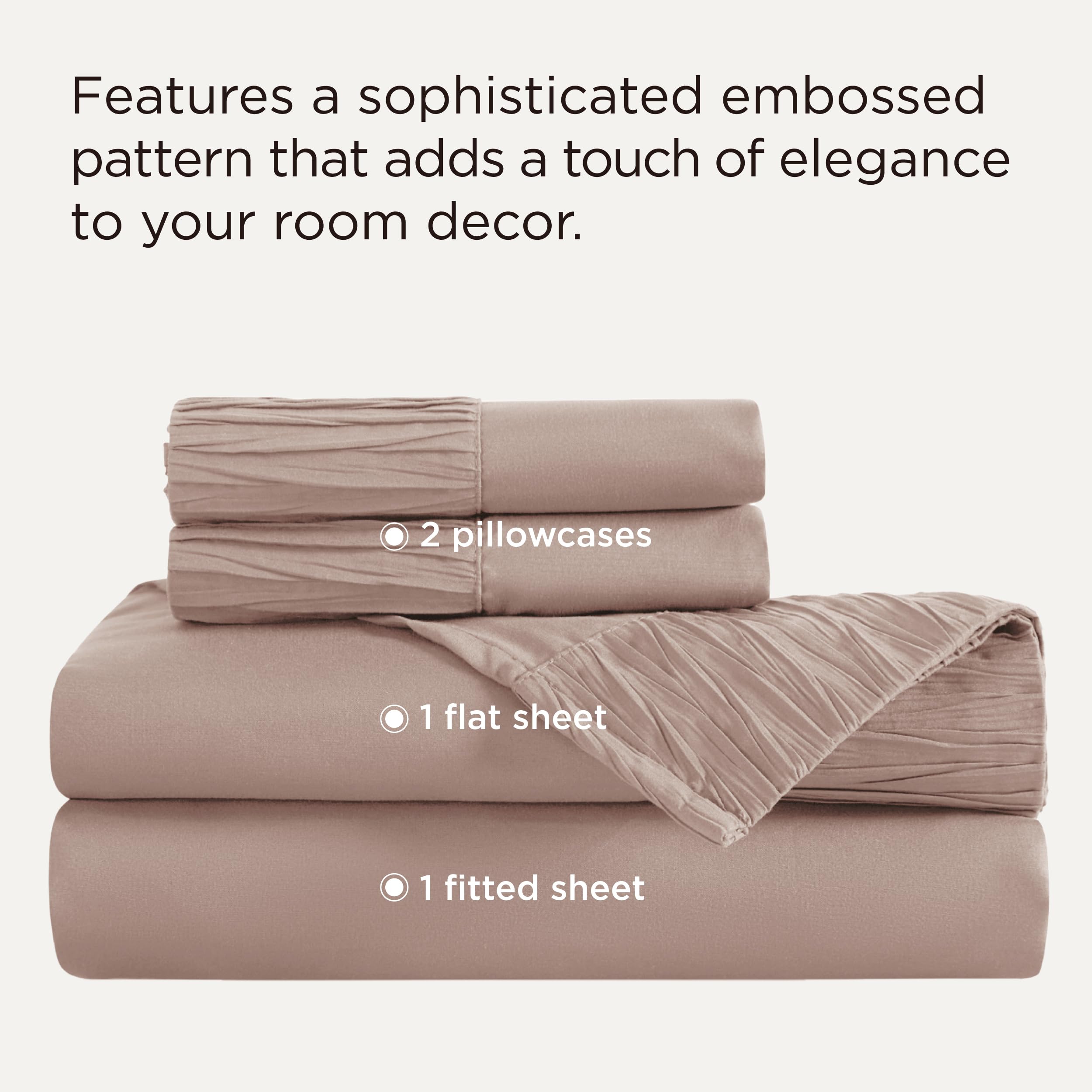 Bedsure queen fitted sheet focusing on deep pockets for a secure fit on thick mattresses.