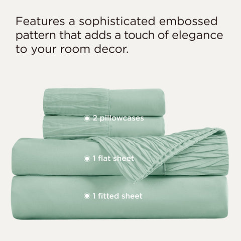 Bedsure Queen Sheet Set flat sheet drape demonstrates sleek, elegant styling.