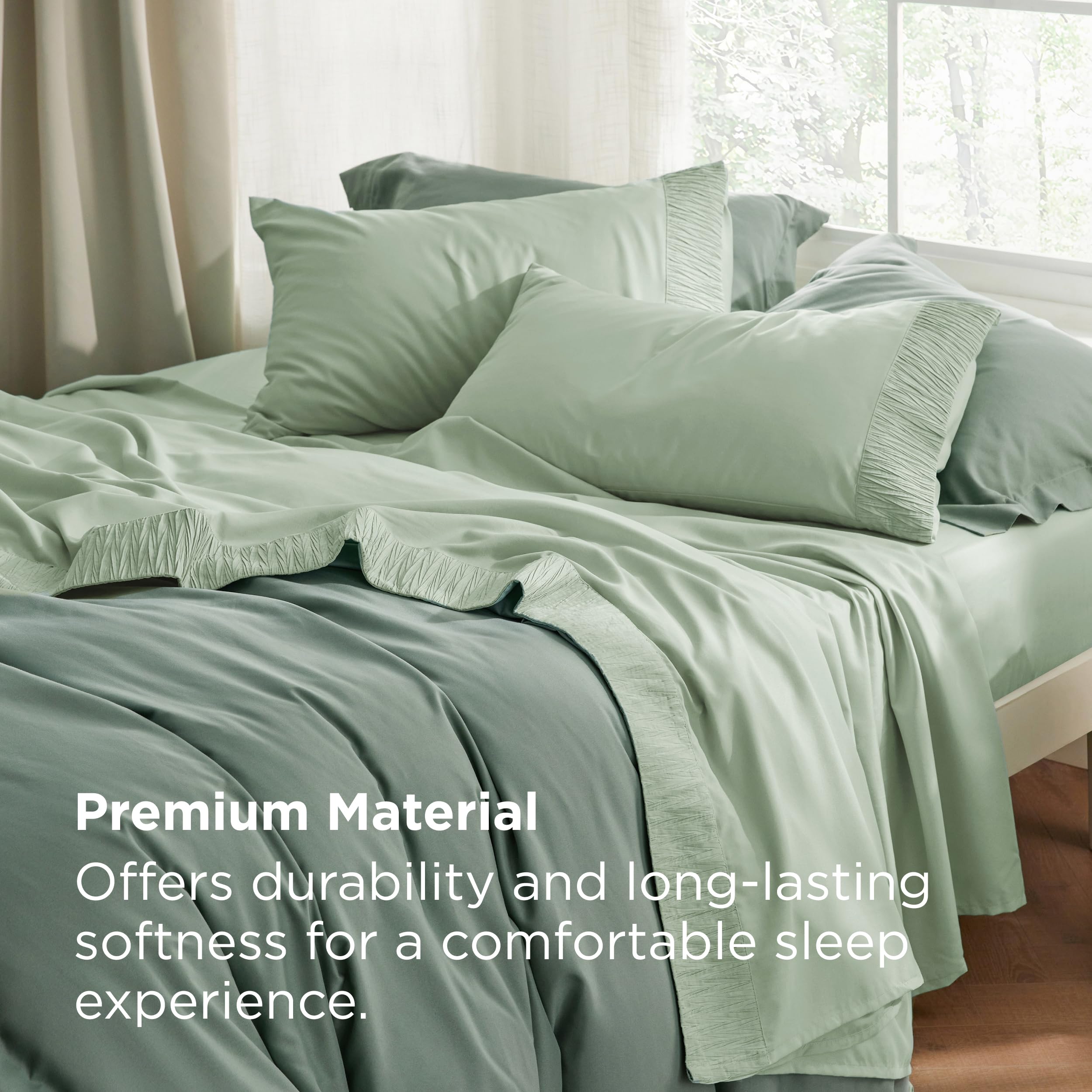 Bedsure queen sheet set with oversized pillowcases to prevent pillow exposure