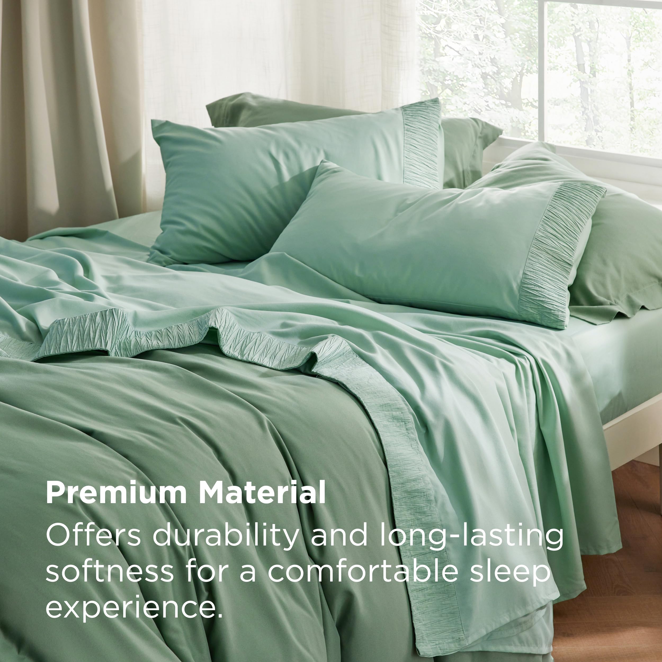 Bedsure Queen Sheet Set packaging and care-ready design.