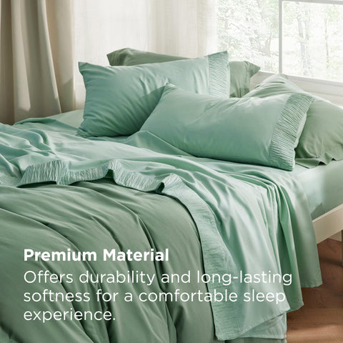 Bedsure Queen Sheet Set packaging and care-ready design.