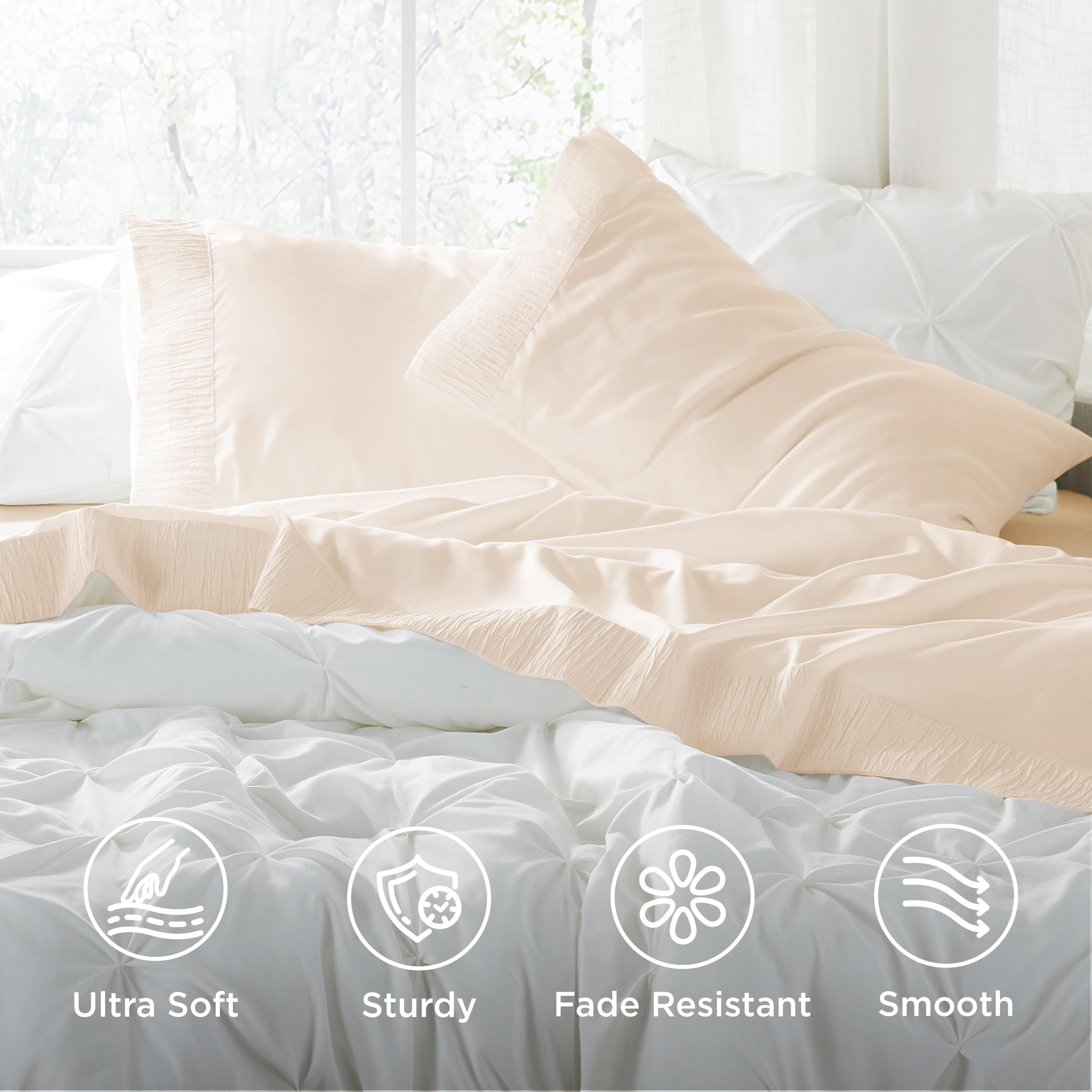 Bedsure pillowcase 20x30 close-up shows ruched hem for elegant detail
