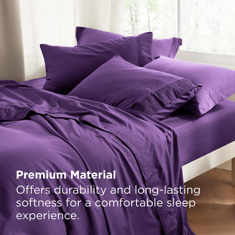 Bedsure purple 4-piece pack demonstrates complete bedding set for easy setup