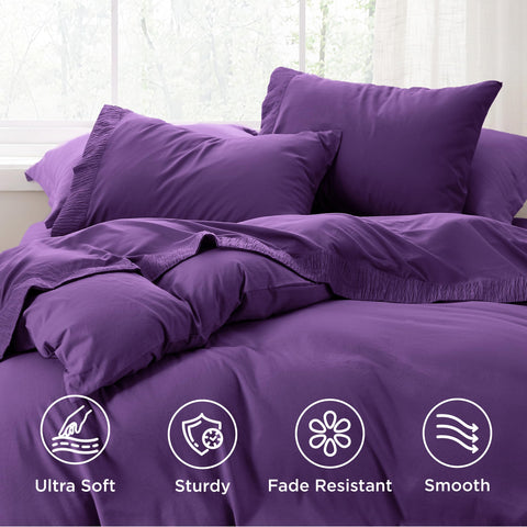Bedsure purple pillowcases with ruched hem add elegant detail and comfort