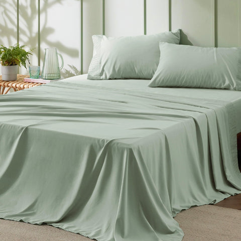 Bedsure queen sheet set with ruched-hem pillowcases for a stylish border and cozy feel