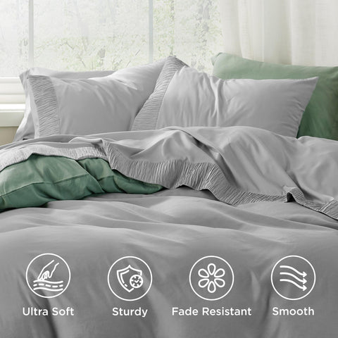 Bedsure queen sheet set ruched pillowcases highlight elegant border and premium look
