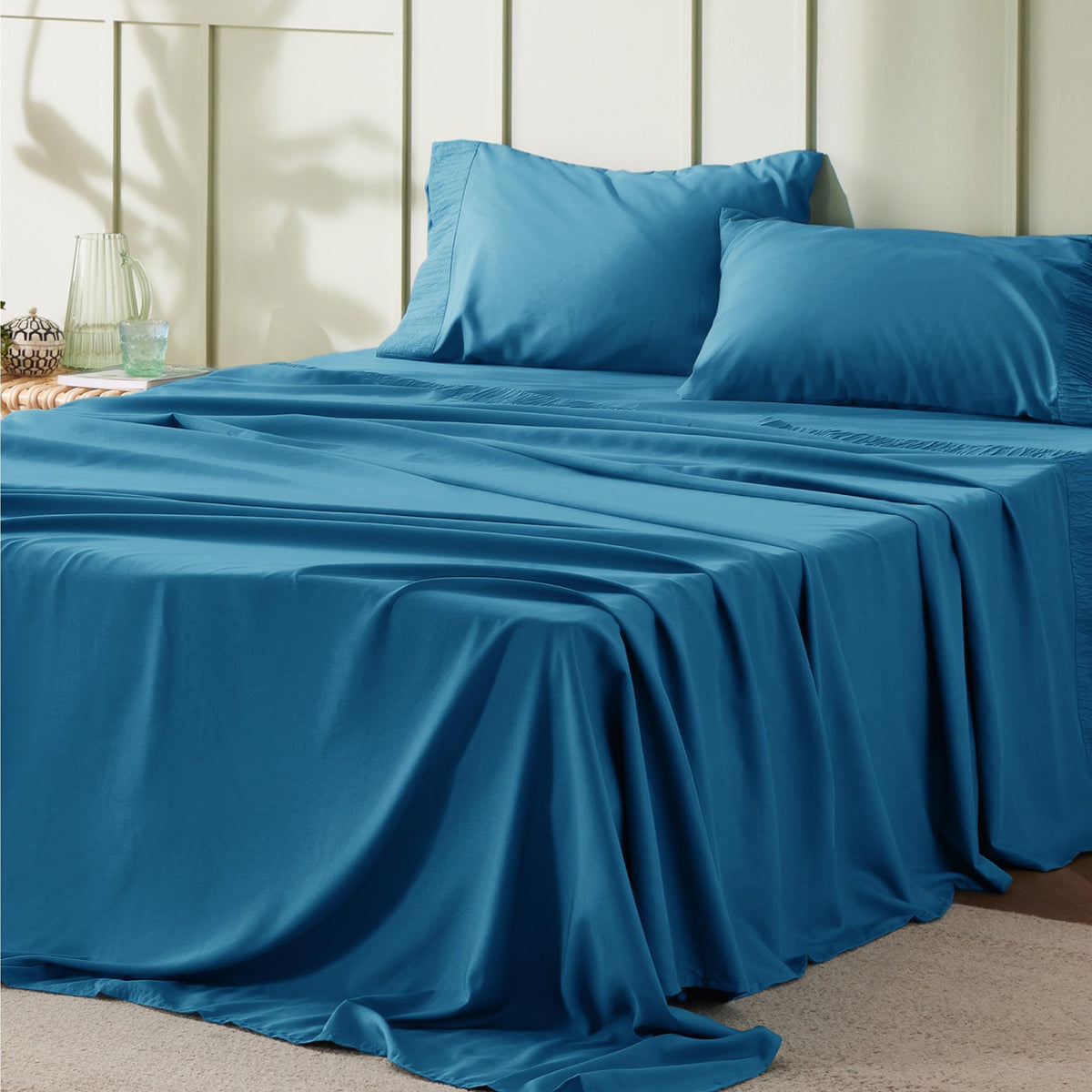 Bedsure queen sheet set in teal, soft and breathable microfiber for cool nights
