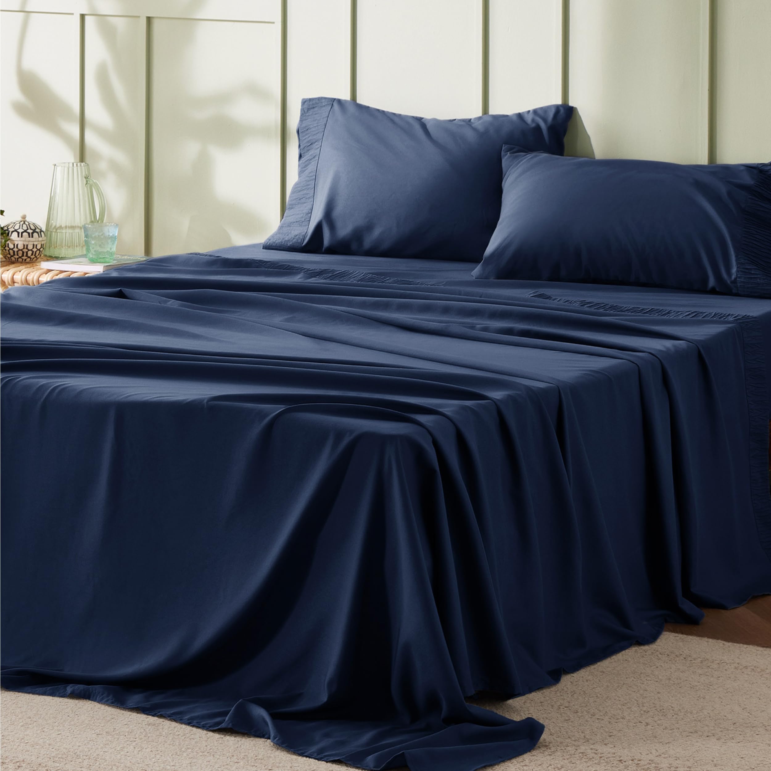 Bedsure queen sheet set soft touch highlights buttery softness and breathable comfort.
