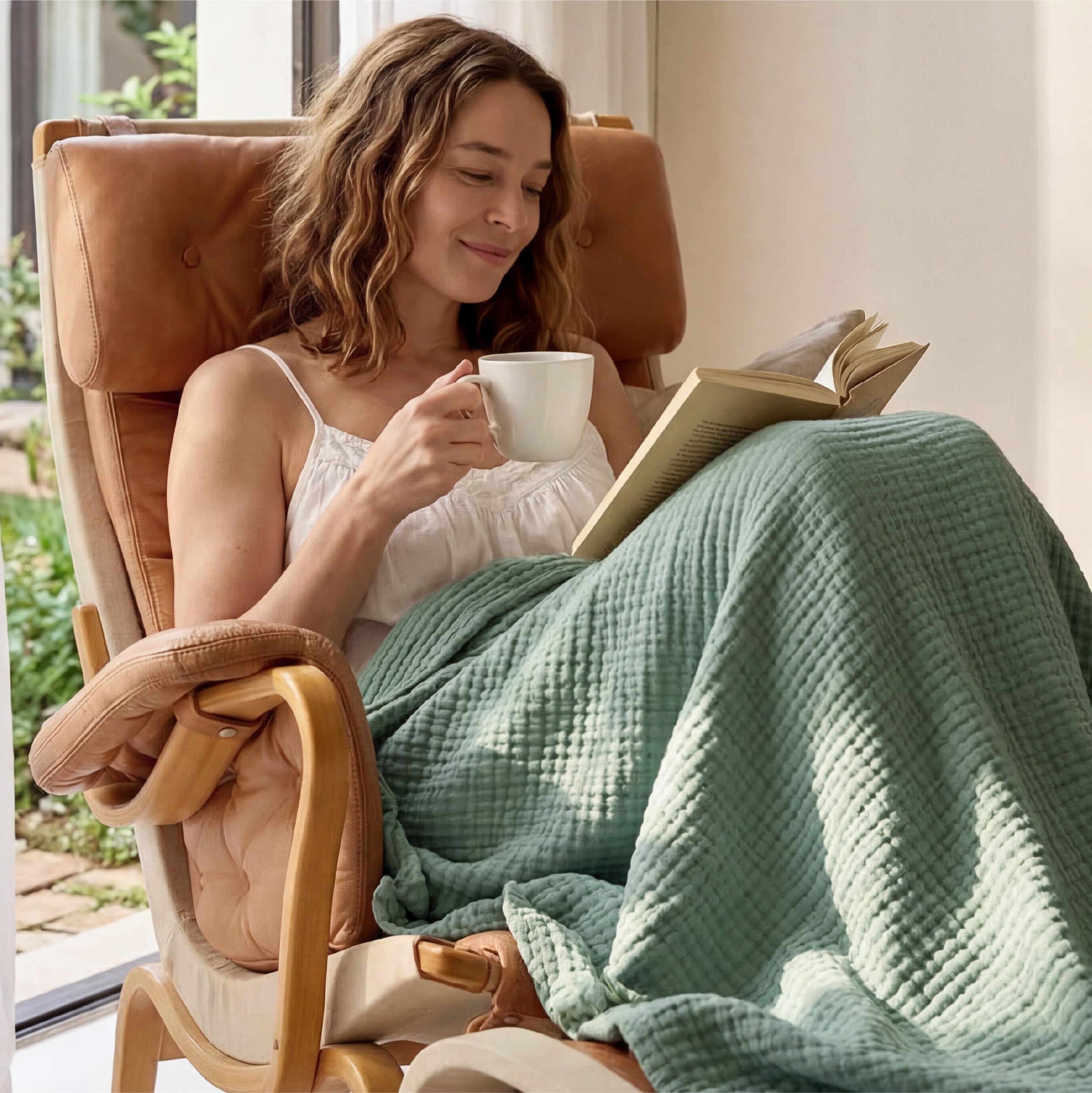 Bedsure queen-size 90x90 muslin blanket fits beds perfectly.