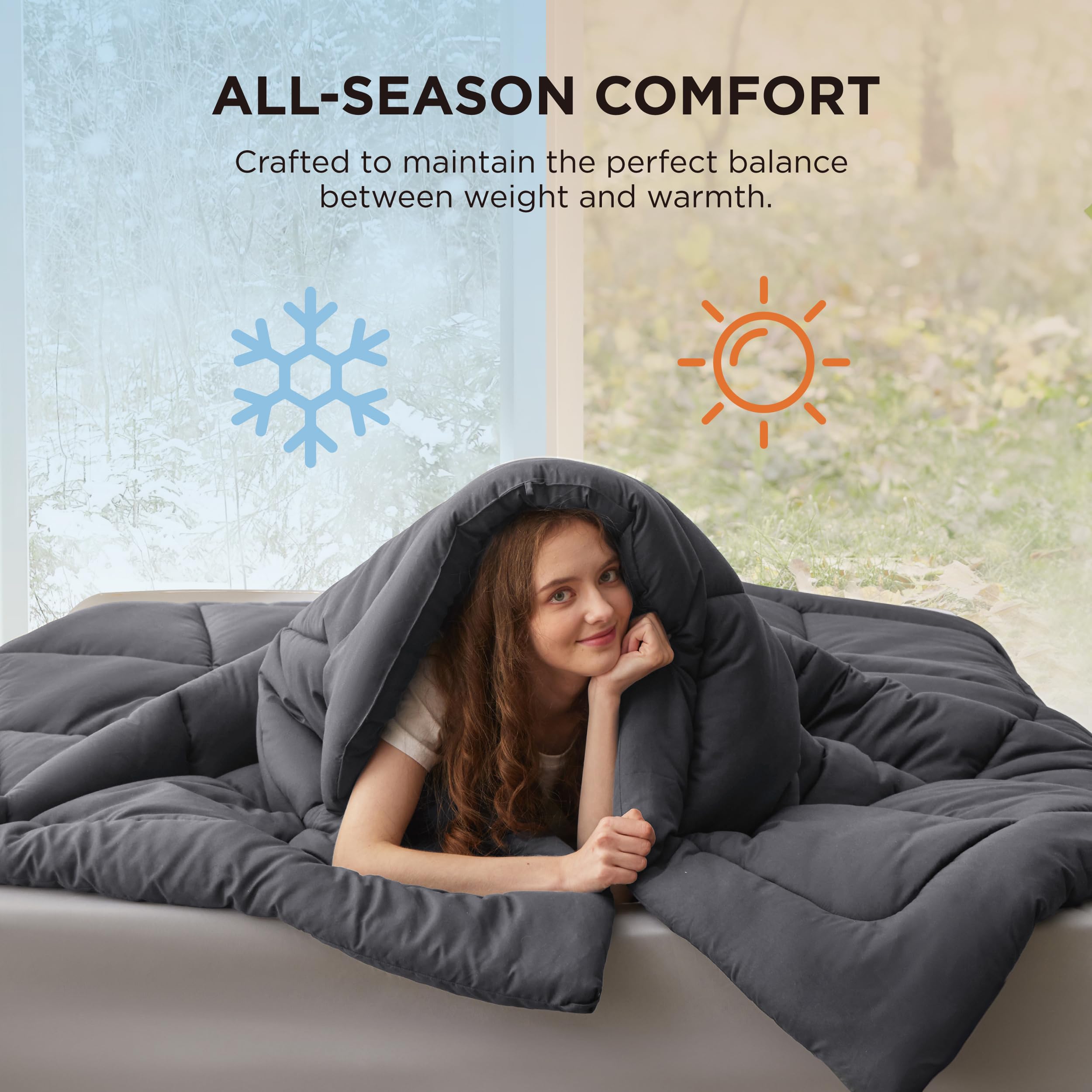 Bedsure queen-size comforter 88x88 with eight-tab design visible