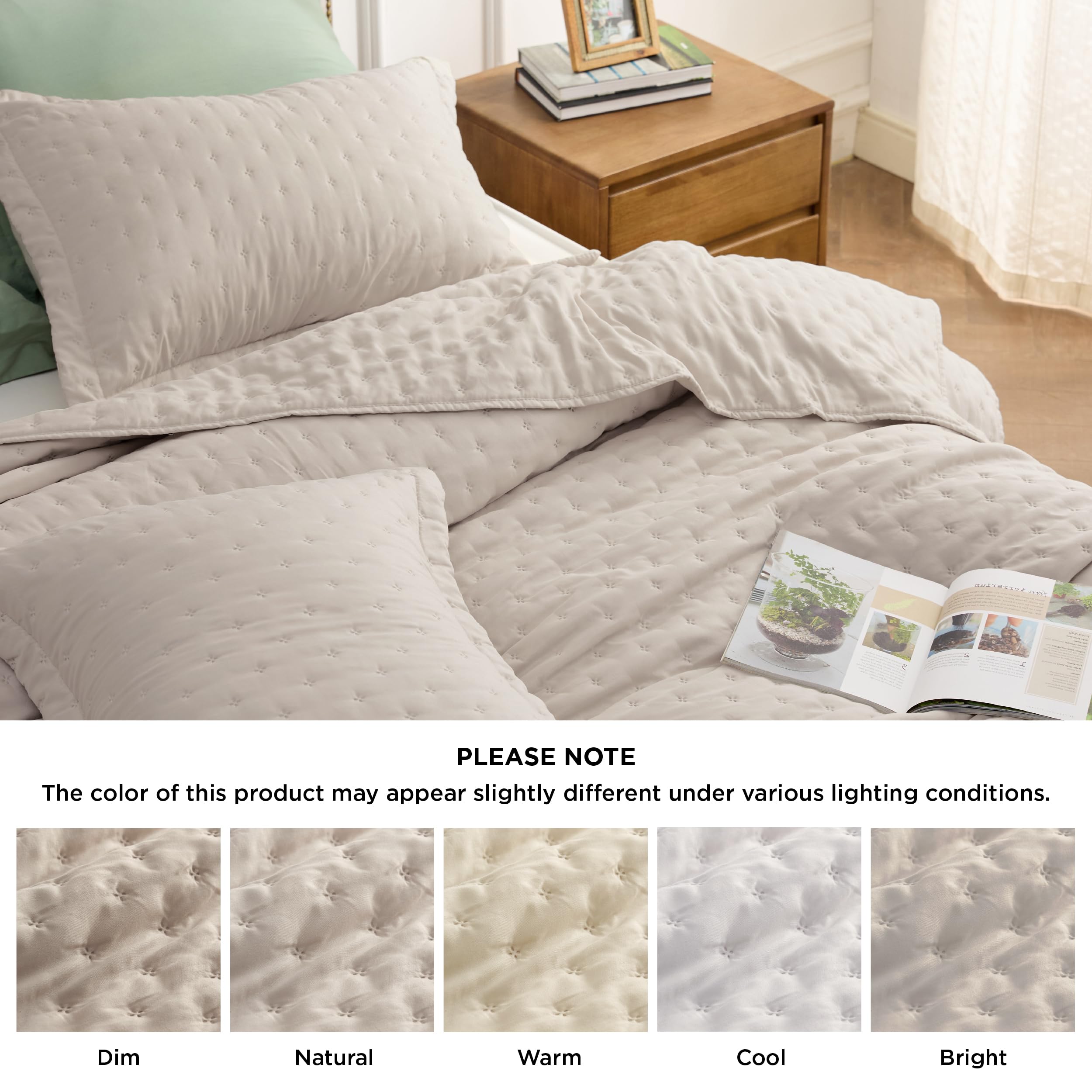 Bedsure color tone adapts with lighting, enhancing room ambiance.