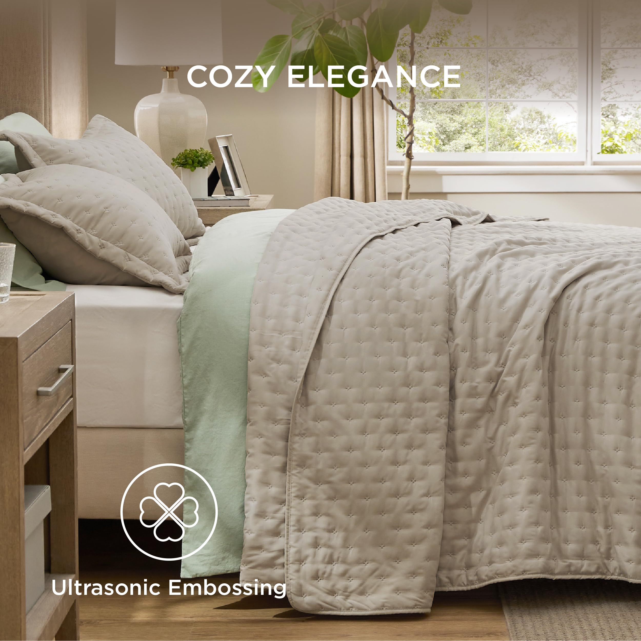 Bedsure lightweight coverlet used as a summer layer for cool evenings.