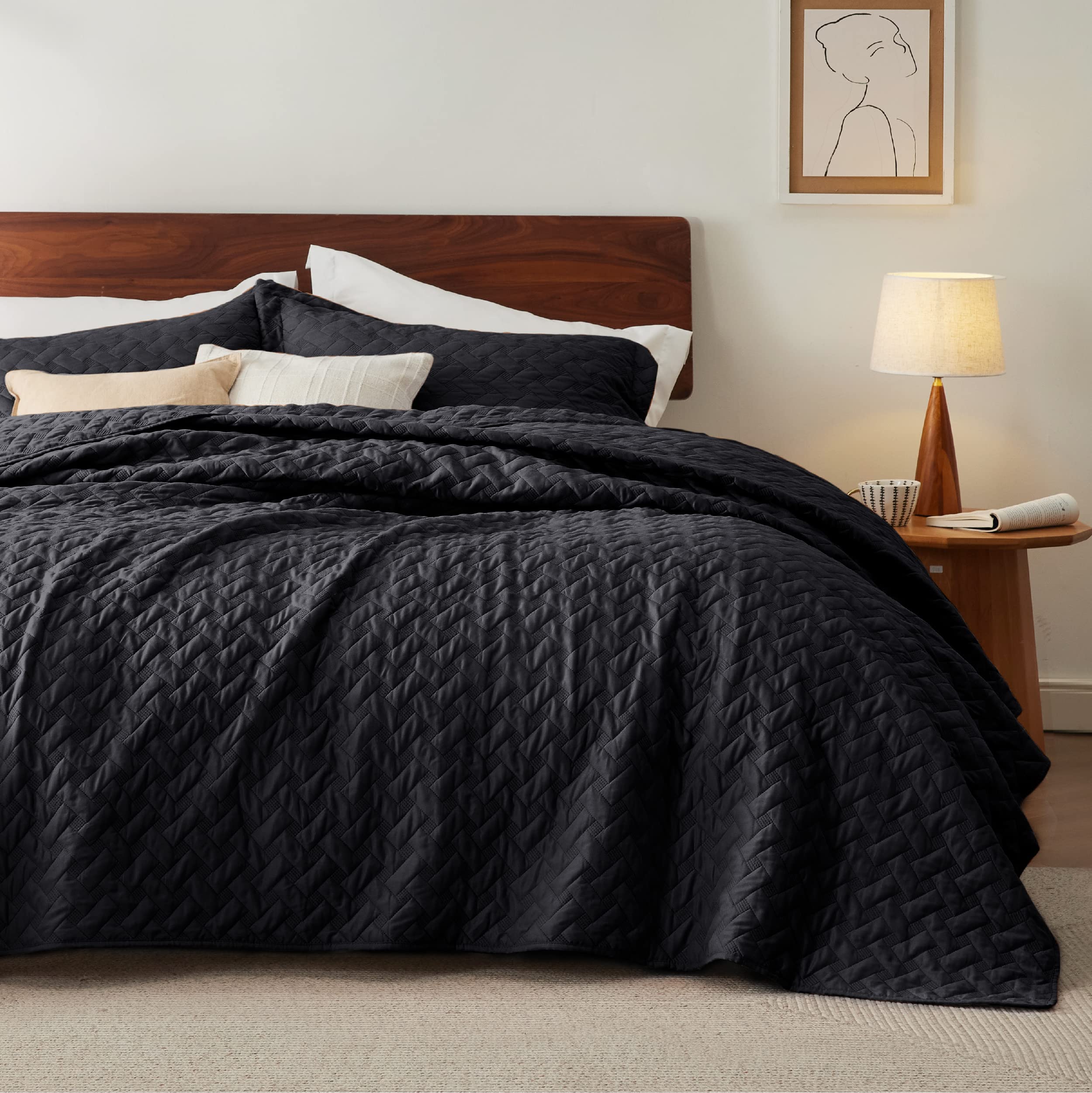 Bedsure king quilt with basket weave pattern adds texture to your bedroom.