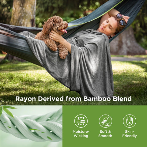 Bedsure bamboo rayon blend closeup emphasizes breathable fabric.