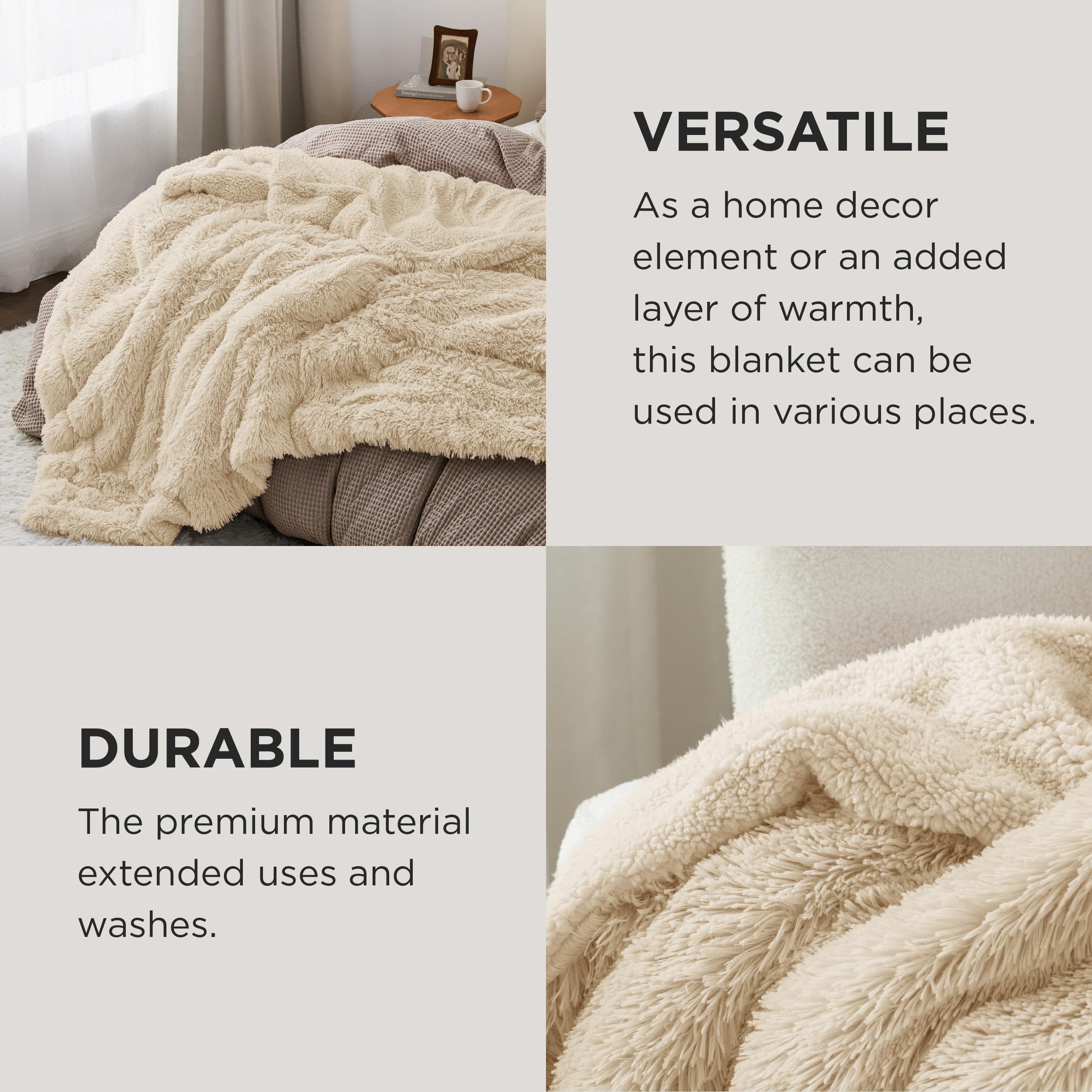 Bedsure reversible softness shows plush side, perfect for changing moods and seasons