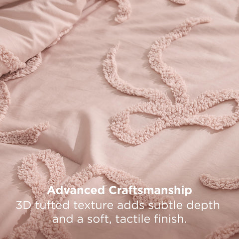 Bedsure rose pink 3D puffy jacquard design adds tactile luxurious texture
