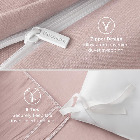 Bedsure Rose Pink fabric is lightweight and breathable for all-season comfort.