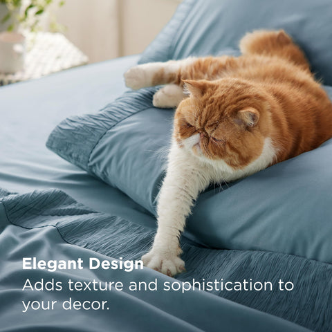 Bedsure ruched-hem border on pillowcase adds elegant framing to bed