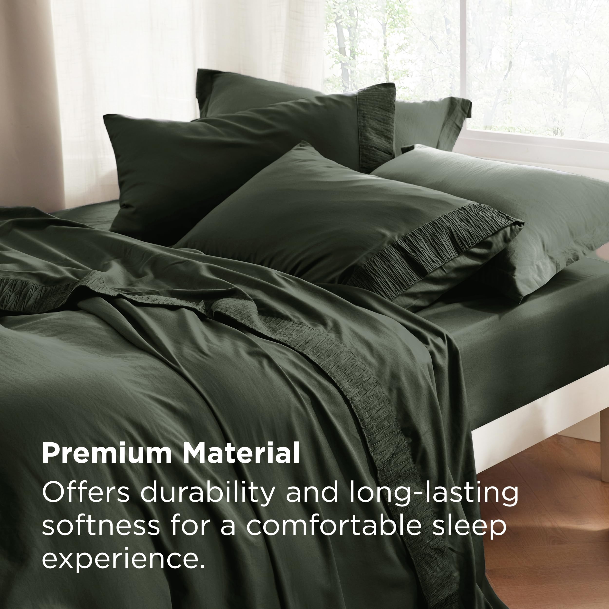 Bedsure ruched-hem detail closeup highlighting stylish border and lasting color