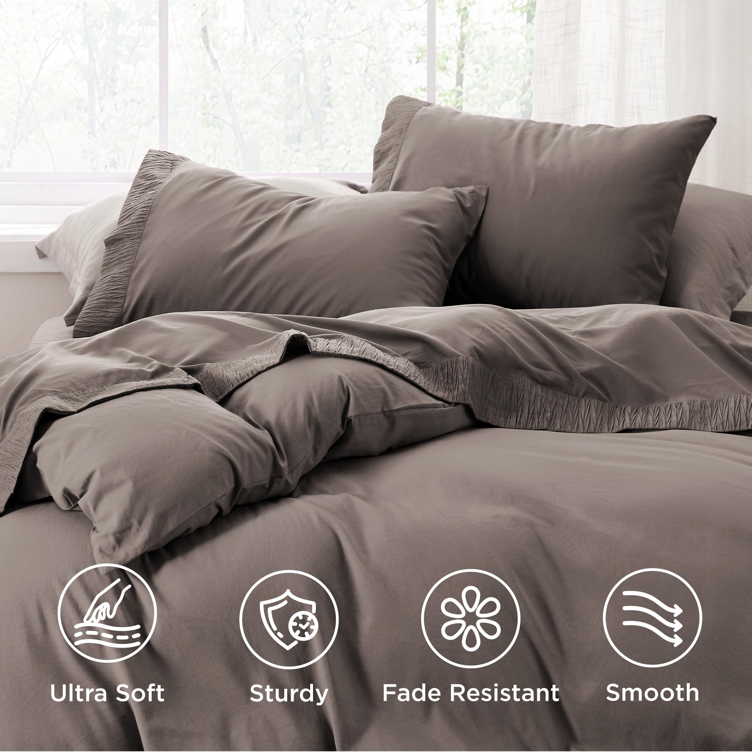 Bedsure pillowcase with ruched hem adding elegant hotel-style detail
