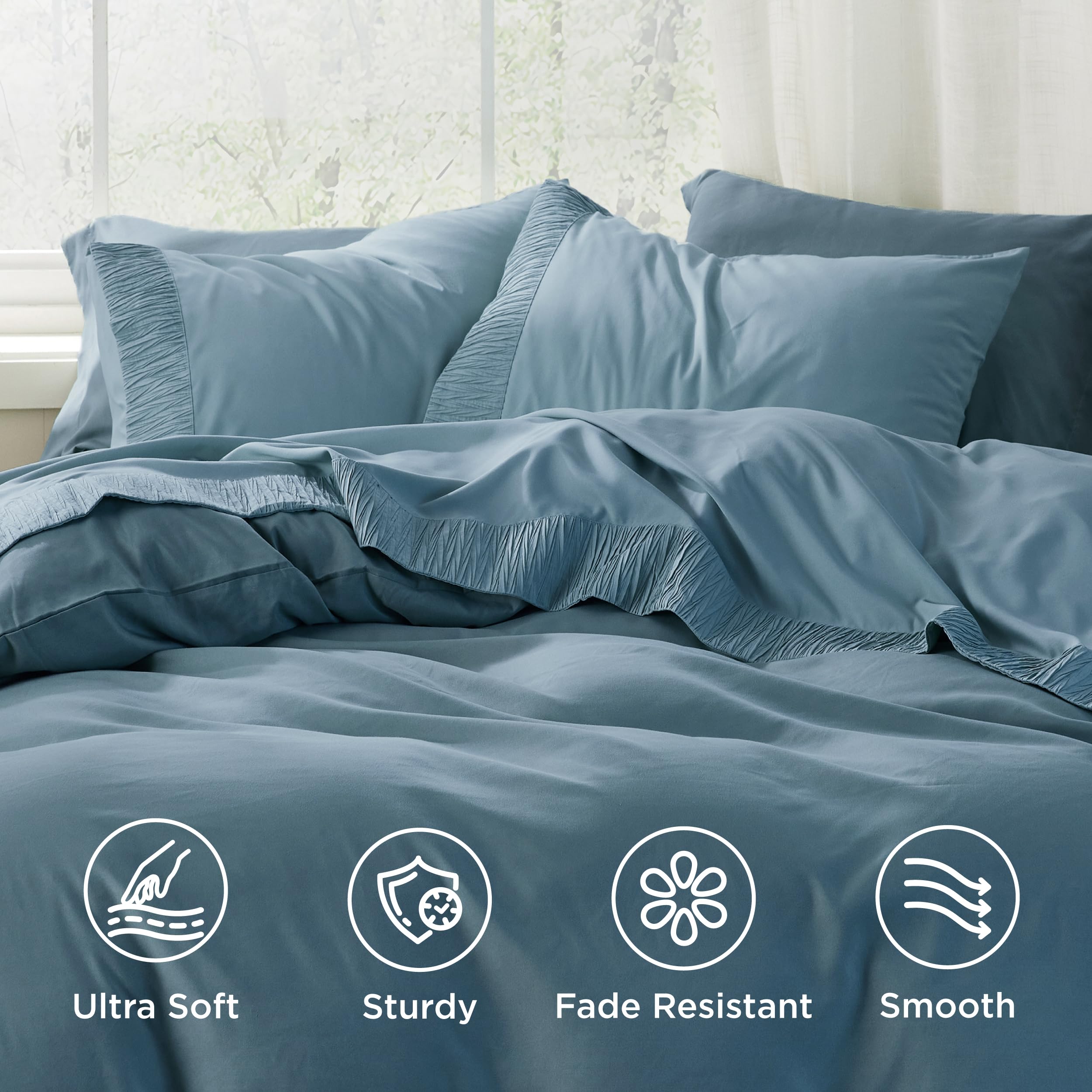 Bedsure ruched-hem pillowcase detail adds subtle elegance.