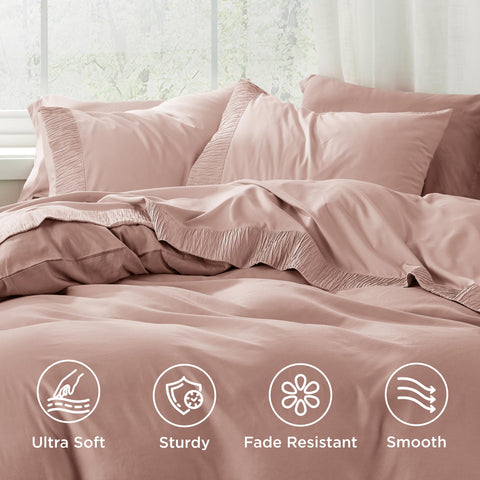 Bedsure ruched-hem pillowcases and flat sheet border for stylish detail