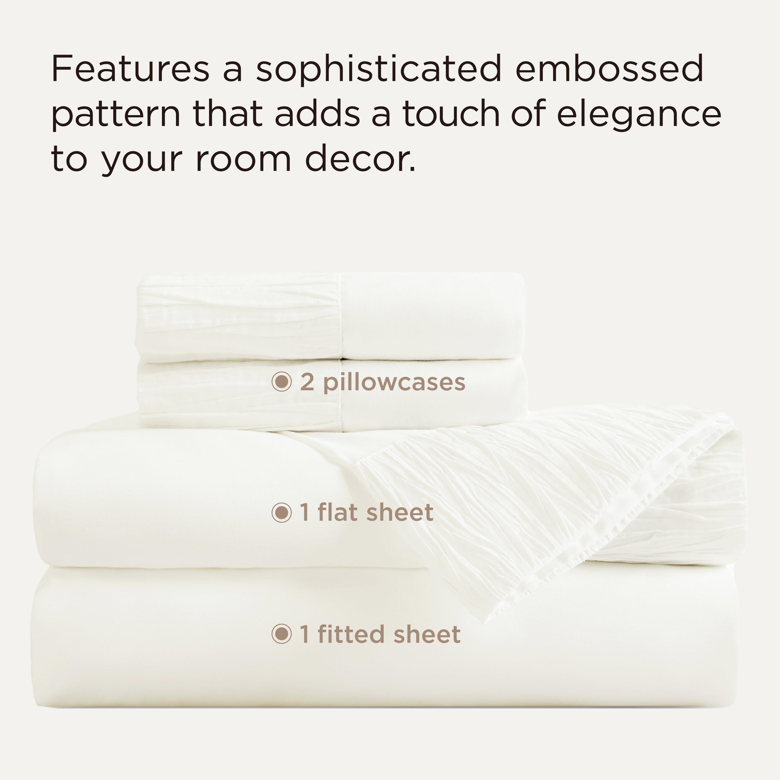 Bedsure ruched-hem pillowcases add elegant border and secure fit.