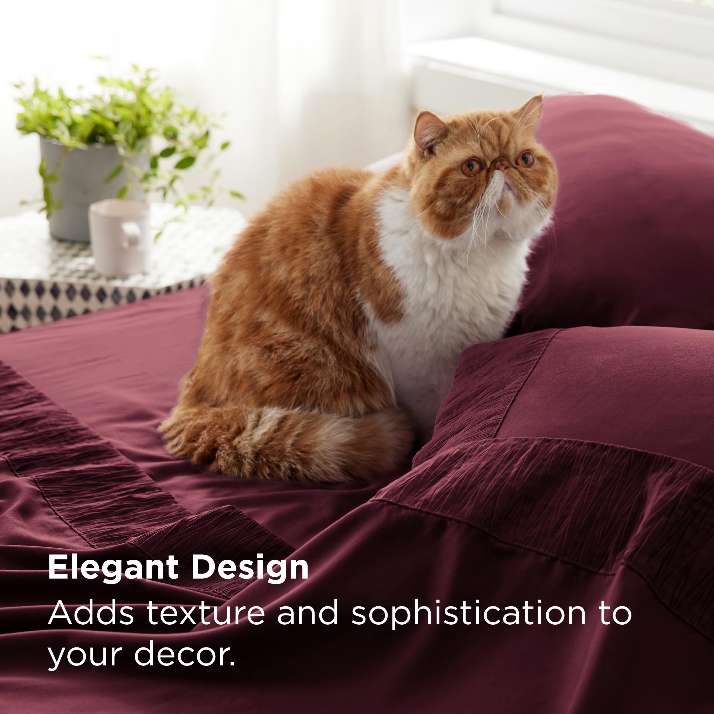 Bedsure ruched hem pillowcases add elegant border and color retention.