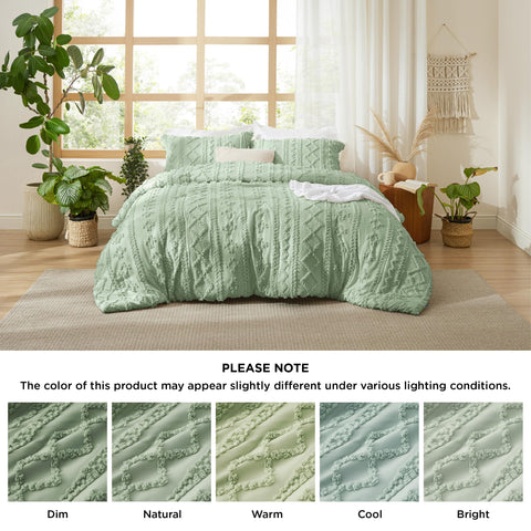 Bedsure sage green boho ambience enhances a relaxing bedroom