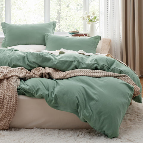 Bedsure sage green duvet cover twin xl 68x90 highlights soft, breathable fabric for restful nights