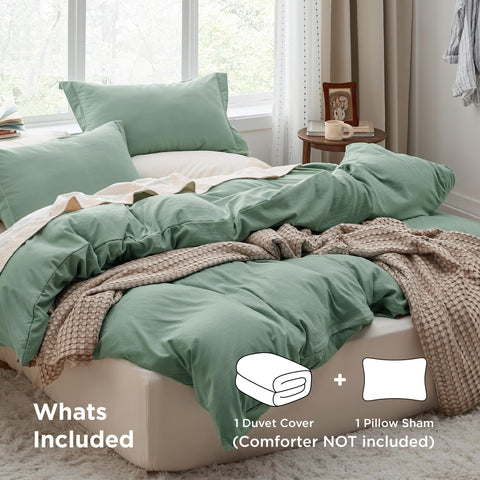 Bedsure sage green pillow sham 20x26 complements the duvet for a cohesive look