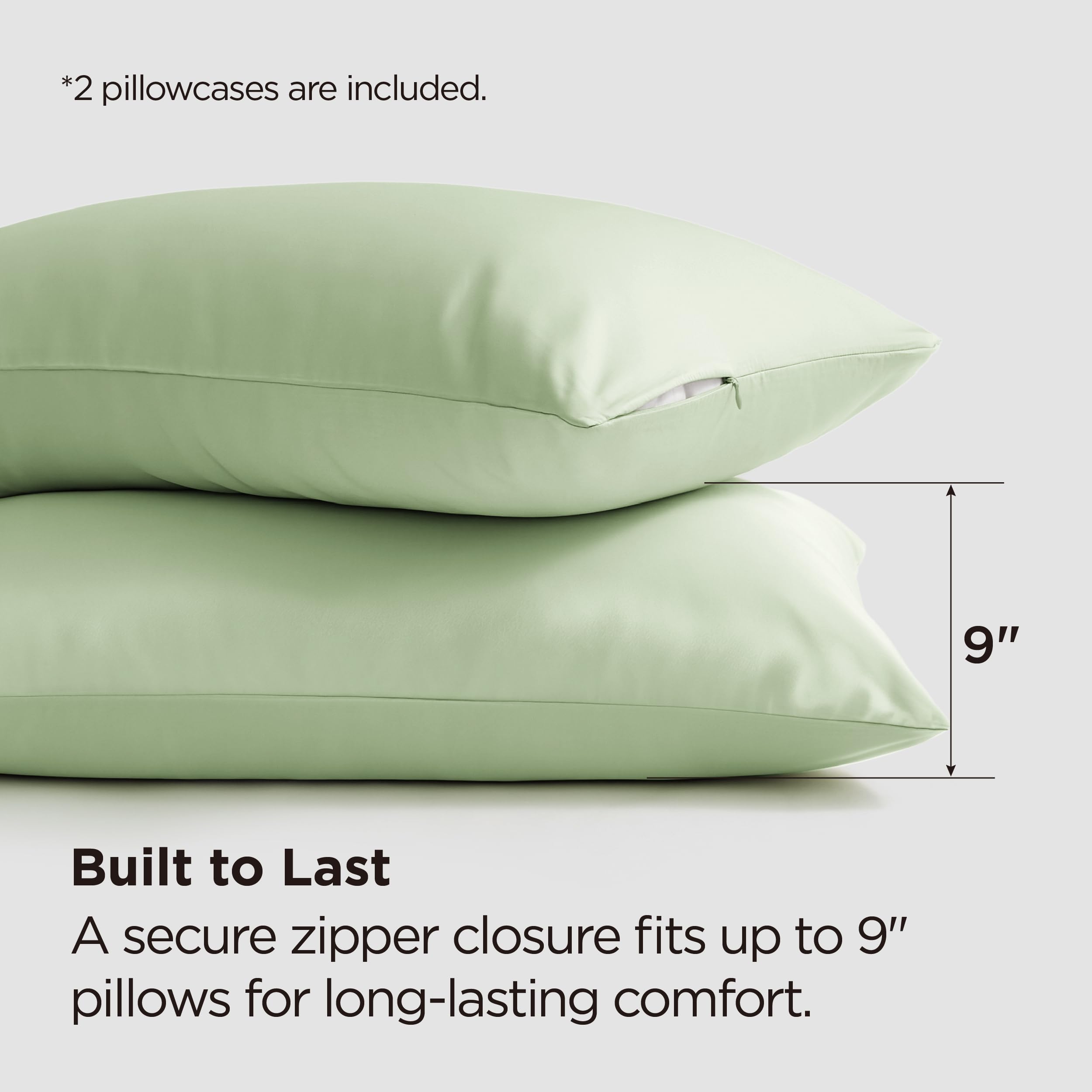 Bedsure sage green queen pillowcase set of two for a stylish bed upgrade.
