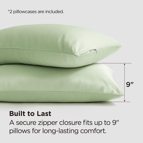 Bedsure sage green queen pillowcase set of two for a stylish bed upgrade.