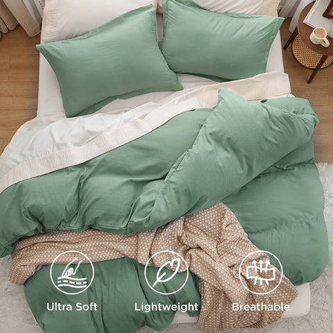 Bedsure sage green zipper closure for quick, secure duvet sealing