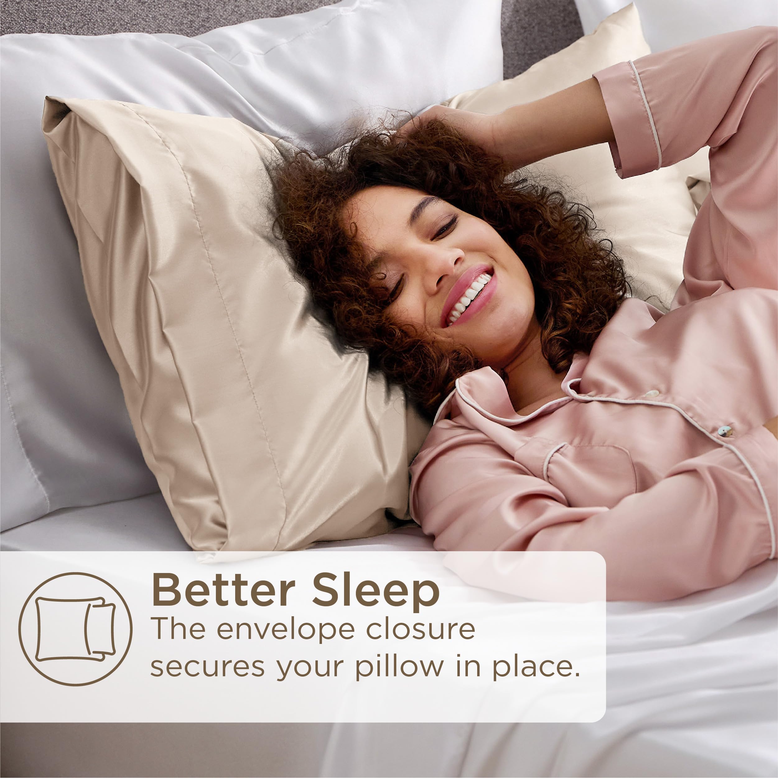 Bedsure satin pillowcase surface minimizes skin impressions for refreshed mornings