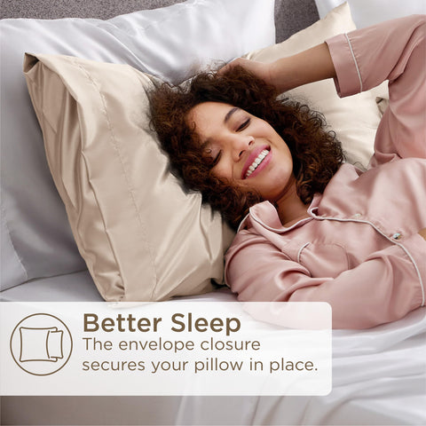 Bedsure satin pillowcase surface minimizes skin impressions for refreshed mornings